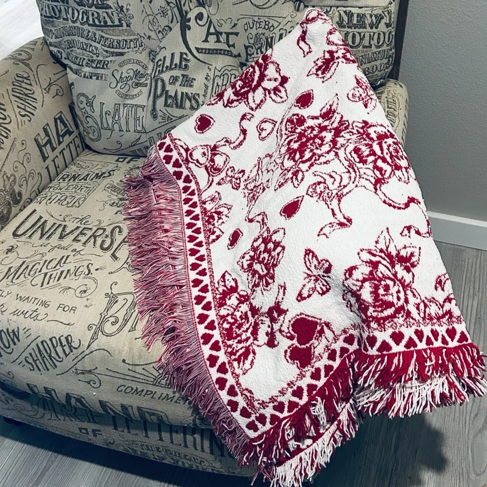 💘 Rachel Zoe Toile Knit Chenille Throw Blanket 50” x  70” NWT